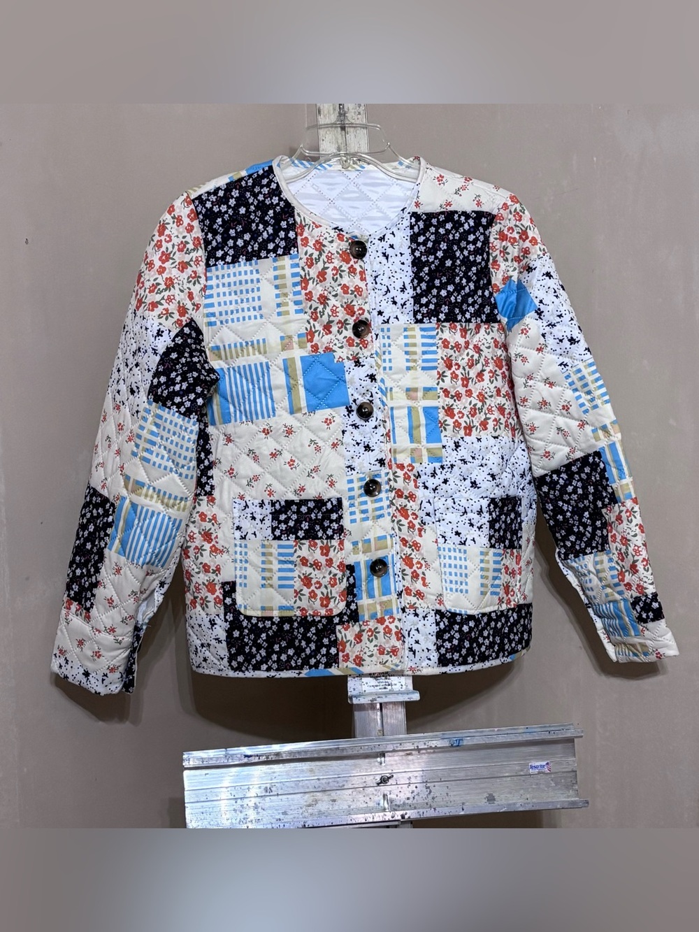 Floral patchwork quilted, button-down jacket Cottagecore Coquette Prairie